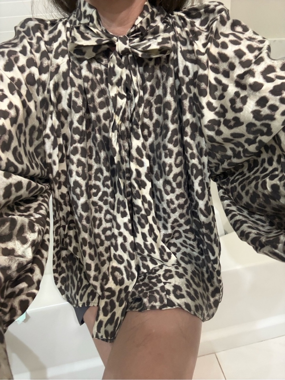 7 For All Mankind 🐆Leopard Print Tie-Neck size M also L I have tow sizes